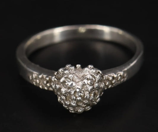 Sterling Silver (925) - CZ Nugget Heart
Cocktail Ring Size 7.5- 3g