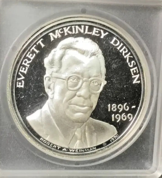 Everett McKinley Dirksen US
Congressman 29.2 grams .999
fine silver round