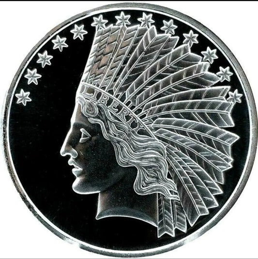 1 TROY OZ .999 FINE SILVER
INDIAN HEAD BU